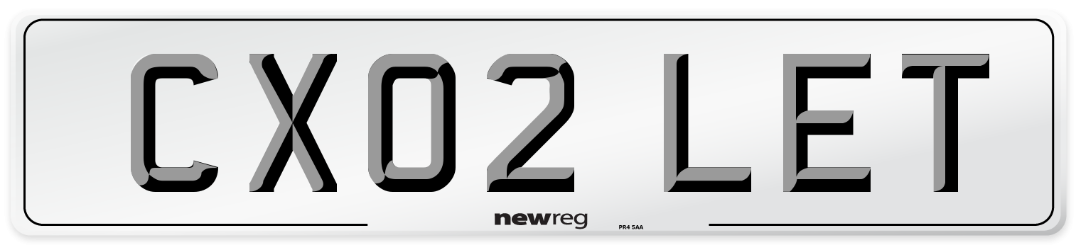 CX02 LET Number Plate from New Reg